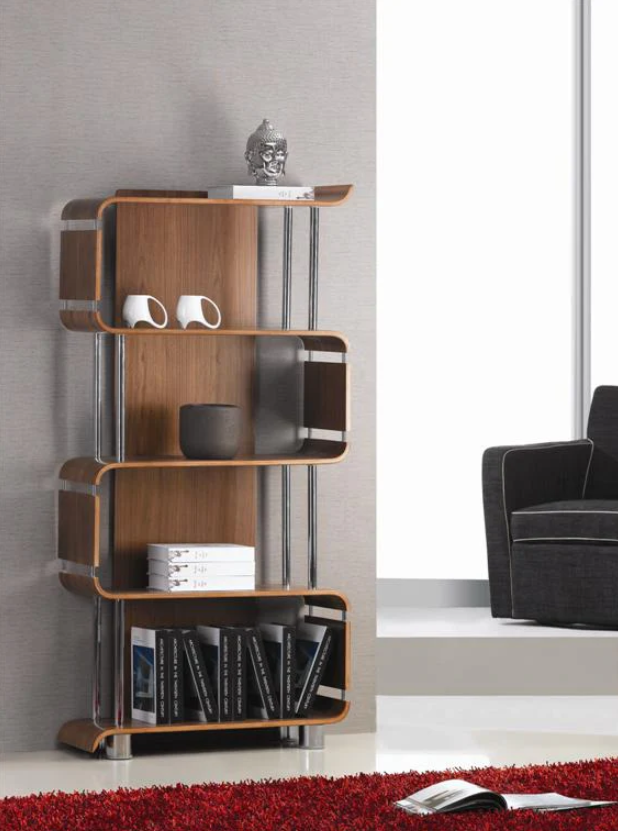 Contemporary Open Storage Bookcase in Walnut Veneer - 800mm - BS201