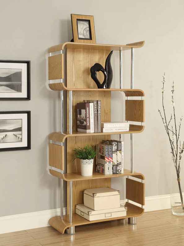 Contemporary Open Storage Bookcase in Oak Veneer - 800mm - BS201