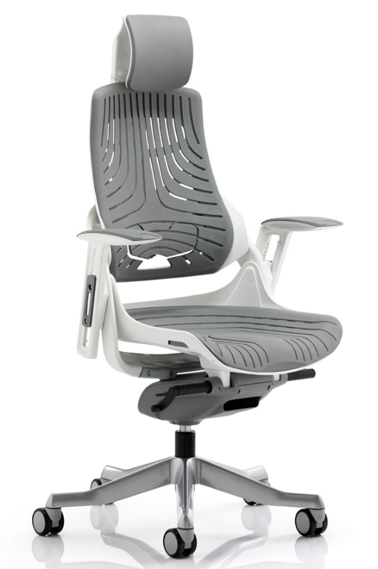 Zure Elastomer Grey Gel Ergonomic Office Chair - Optional Headrest