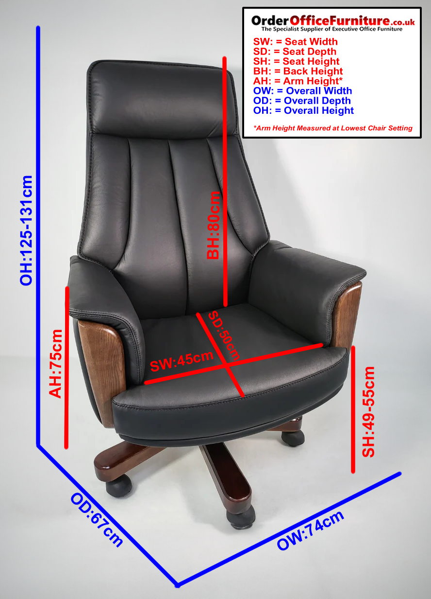 Traditional Genuine Hide Brown Leather High Back Executive Office Chair - KW-8612