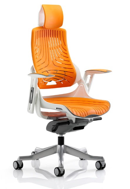 Zure Elastomer Orange Gel Ergonomic Office Chair - Optional Headrest