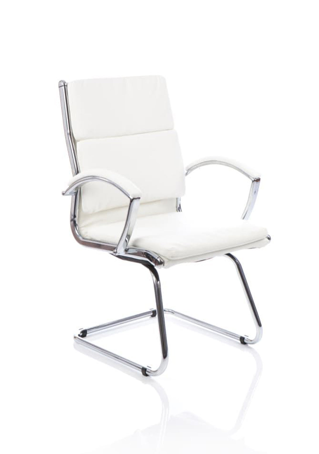 Classic Medium Back Cantilever Bonded Leather Visitor Chair with Fixed Arms - Black, Tan or White