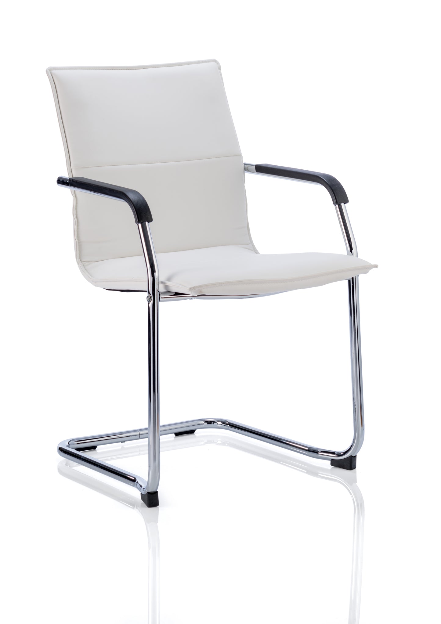 Echo Medium Back Leather Cantilever Visitor Chair with Fixed Arms - Black, White or Red