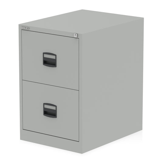 Qube by Bisley Metal Two Drawer Filing Cabinet - 470mm Wide - Grey or White