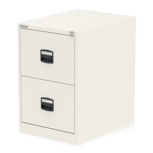 Qube by Bisley Metal Two Drawer Filing Cabinet - 470mm Wide - Grey or White