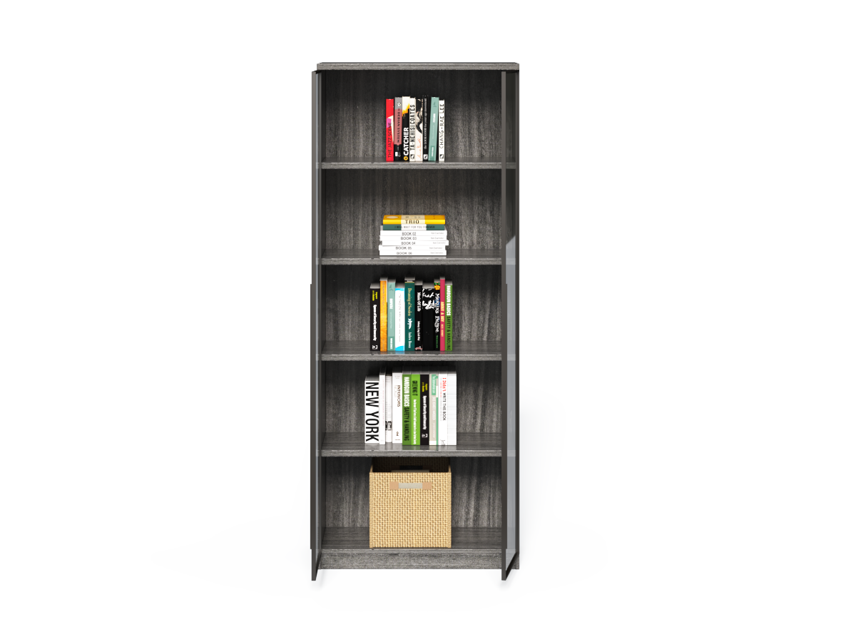 Modern Grey Oak Cupboard Shelving Display Unit with Glass Doors - CF-0804C