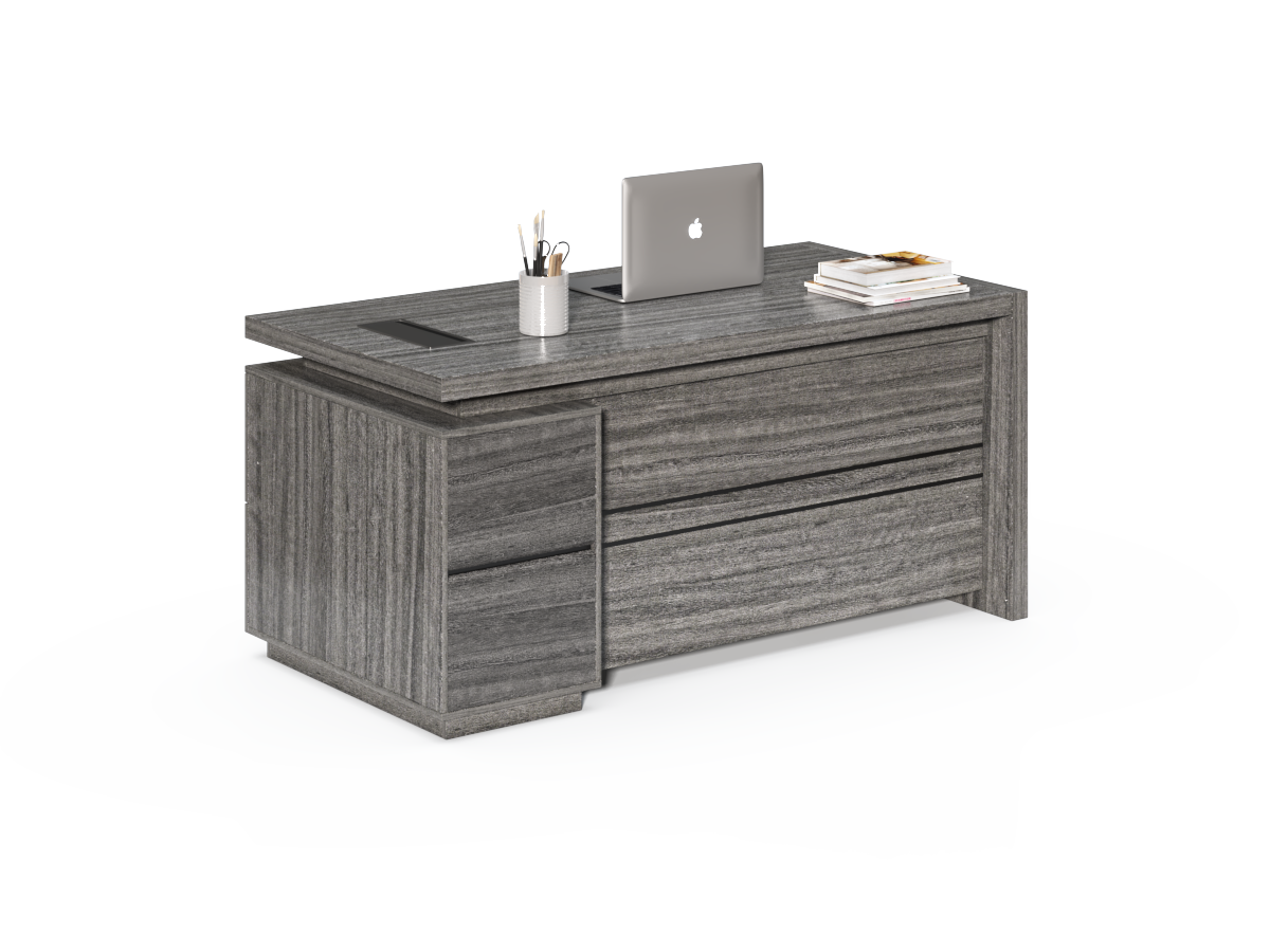 Modern Grey Oak Executive Office Desk with Built In Storage - A4 Suspension Filing Drawer - 1400mm, 1600mm or 1800mm - CF-STR-F