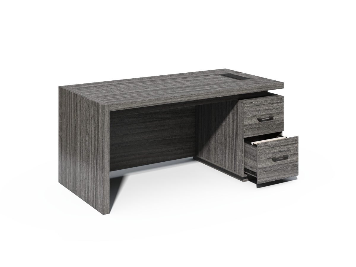 Modern Grey Oak Executive Office Desk with Built In Storage - A4 Suspension Filing Drawer - 1400mm, 1600mm or 1800mm - CF-STR-F