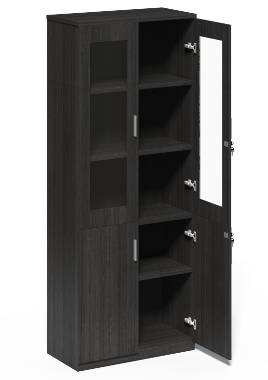Modern Grey Oak Tall Two Door Glass Door Bookcase - CF-2000X