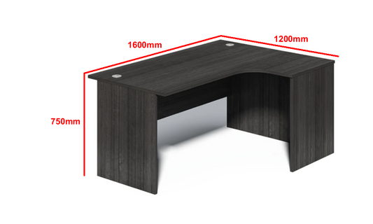 Modern Right Hand Grey Oak Home Office Desk - 1600mm or 1800mm - DG-D01-R
