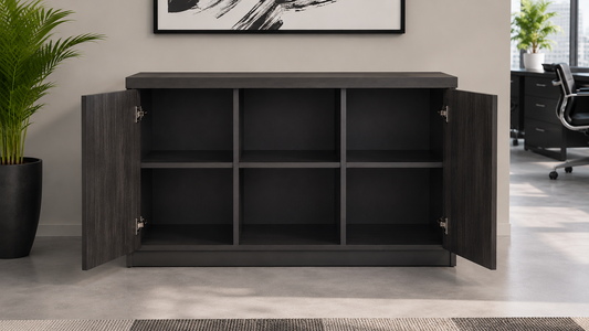 Modern 1200mm Wide Grey Oak Executive Office Cupboard - DG07-S0312-04