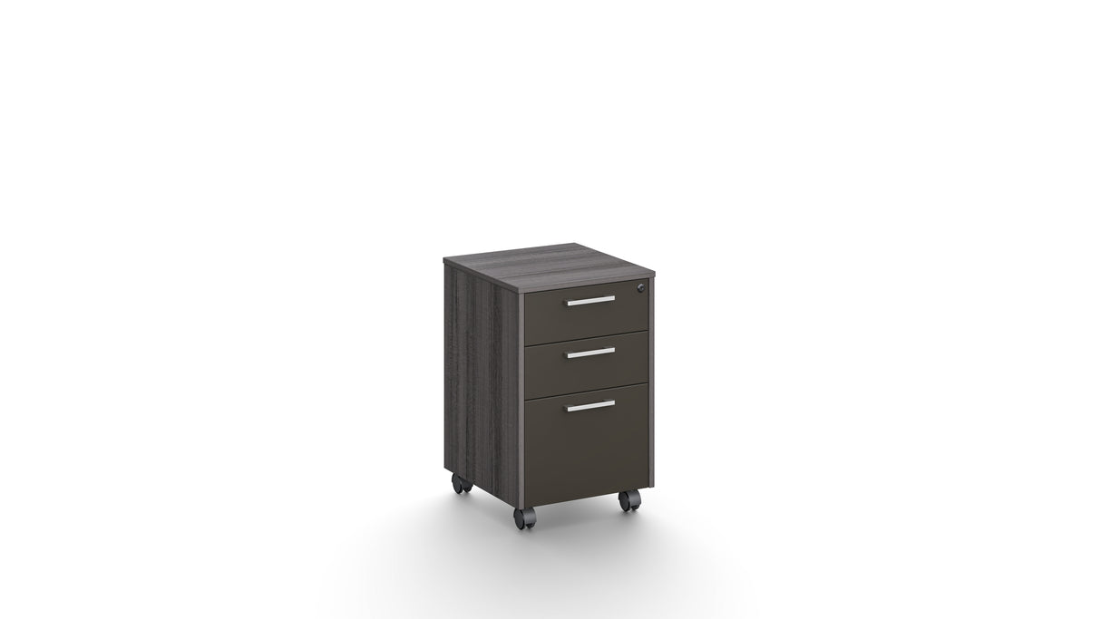 Modern Grey Oak Veneer Mobile Three Drawer Pedestal - DG17-H0101