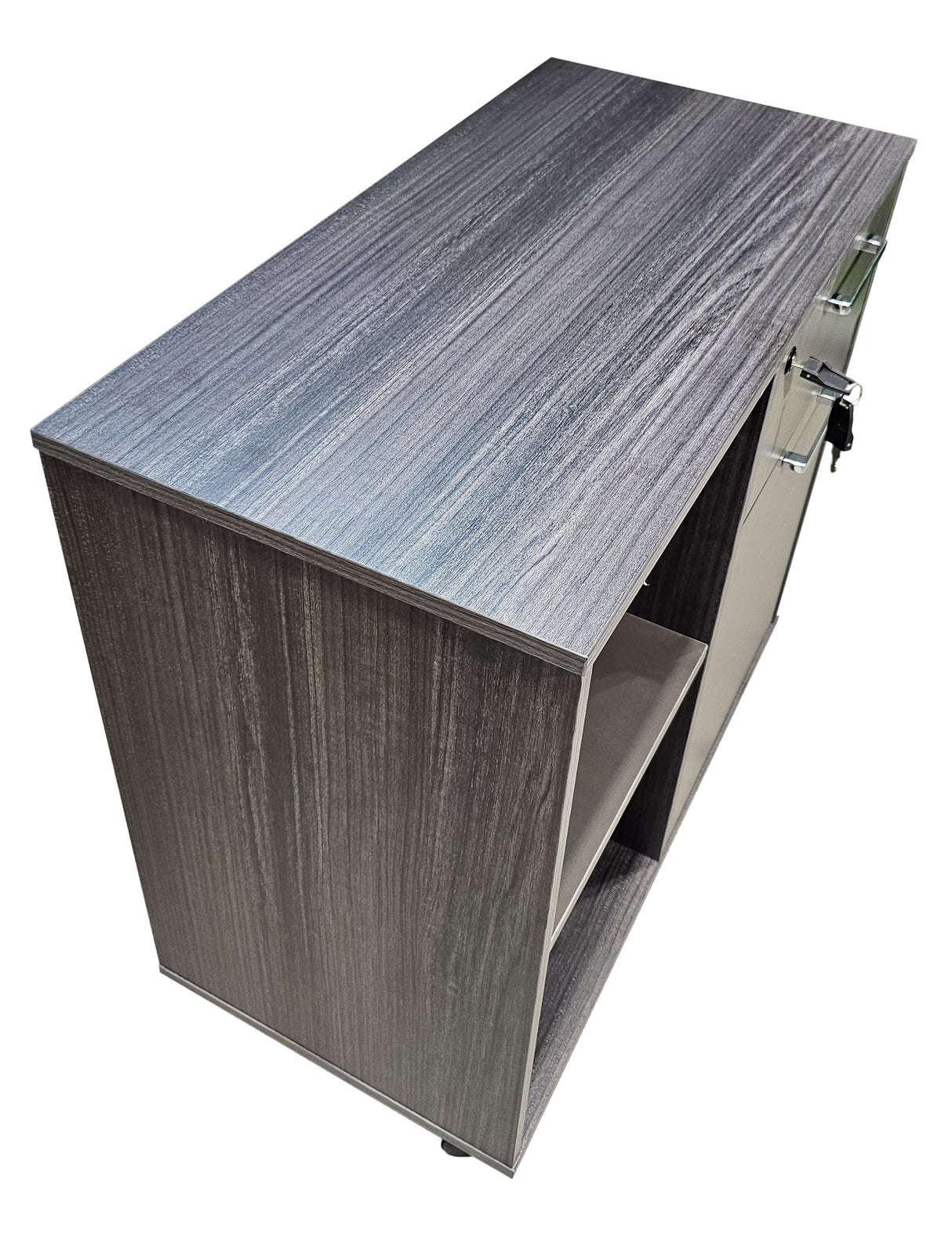 Modern Grey Oak Veneer Mobile Desk High Side Return - DG17-S0808