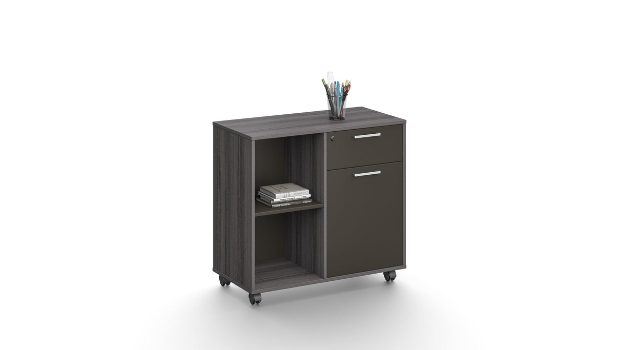 Modern Grey Oak Veneer Mobile Desk High Side Return - DG17-S0808