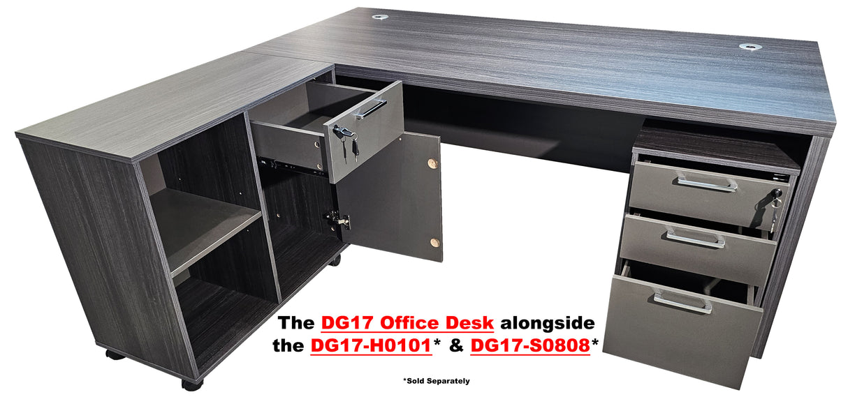 Modern Grey Oak Veneer Executive Office Desk - 1400mm - DG17-D14GR