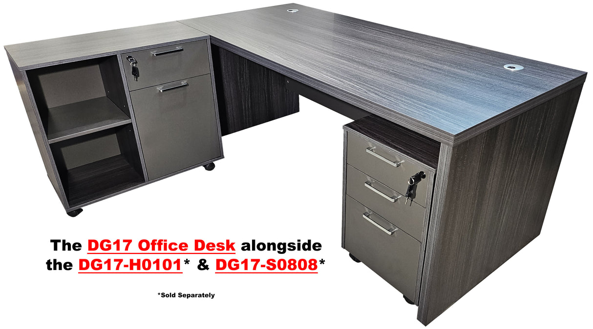 Modern Grey Oak Veneer Executive Office Desk - 1600mm - DG17-D16GR
