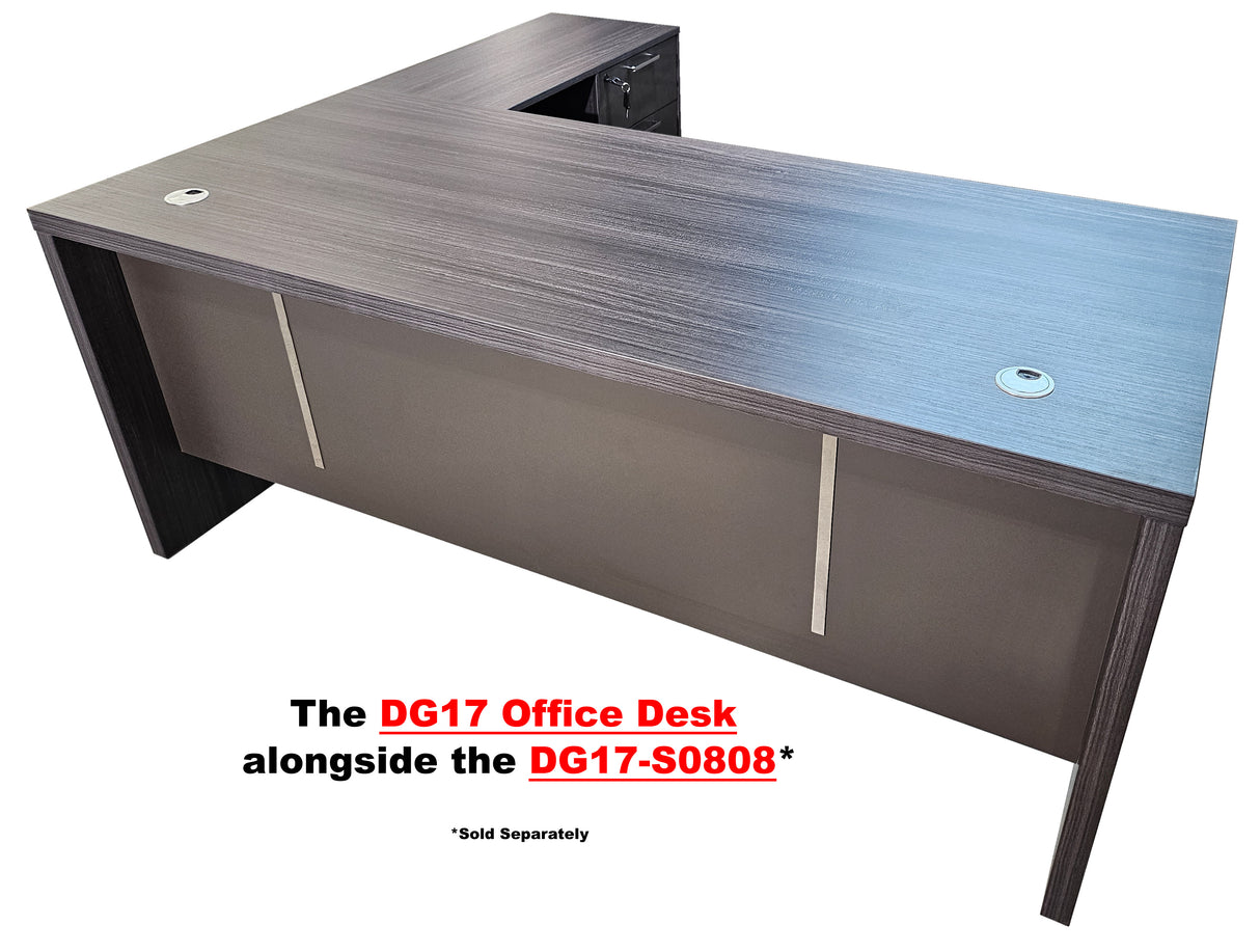 Modern Grey Oak Veneer Executive Office Desk - 1600mm - DG17-D16GR