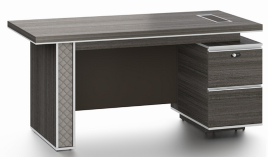 Modern Grey Oak Executive Straight Desk with Stylish Grey Leather Design - 1600mm, 1800mm & 2000mm - DG25-D01