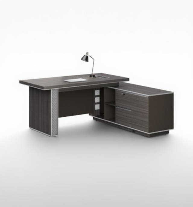 Modern Grey Oak Executive Corner Desk with Stylish Grey Leather Design - 1600mm, 1800mm & 2000mm - DG25-D01