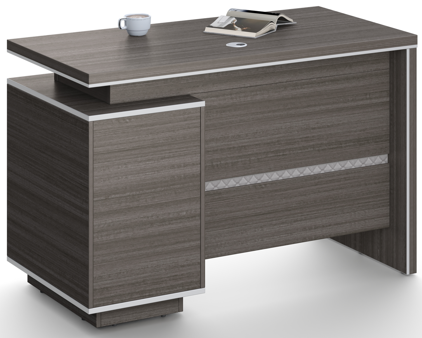 Modern Home Grey Oak Executive Office Desk with Built in Storage - 1200mm - DG25-D08