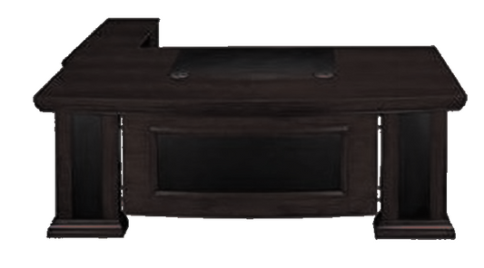 Traditional Curved Executive Office Desk with Black Leather Detailing - With Pedestal and Return - 1800mm / 2000mm / 2200mm - EMP-DSK21