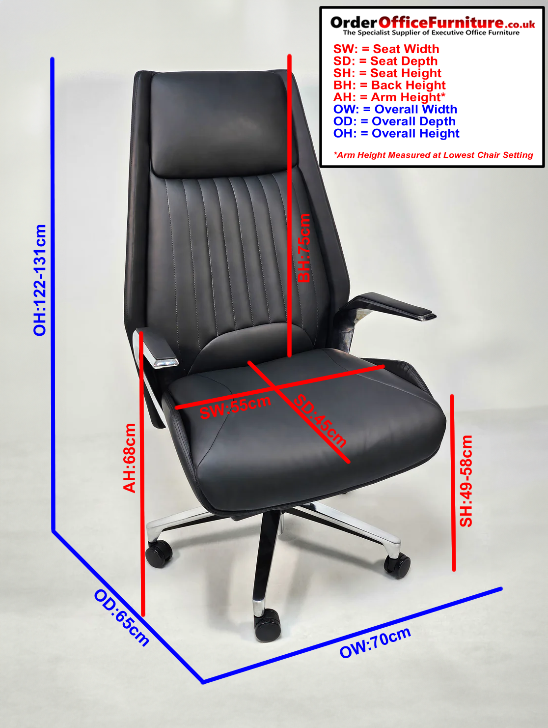 Quality Modern Heavy Duty Office Chair in Black Leather - DT-8530