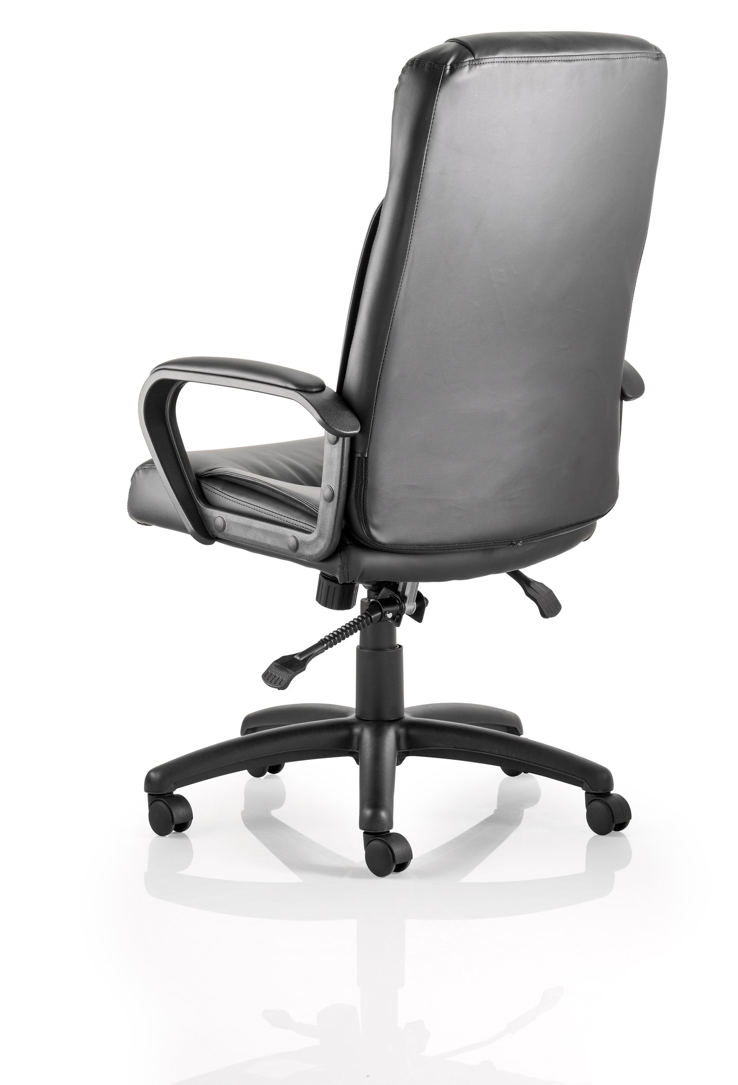 Plaza High Back Black Bonded Leather Office Chair with Fixed Arms