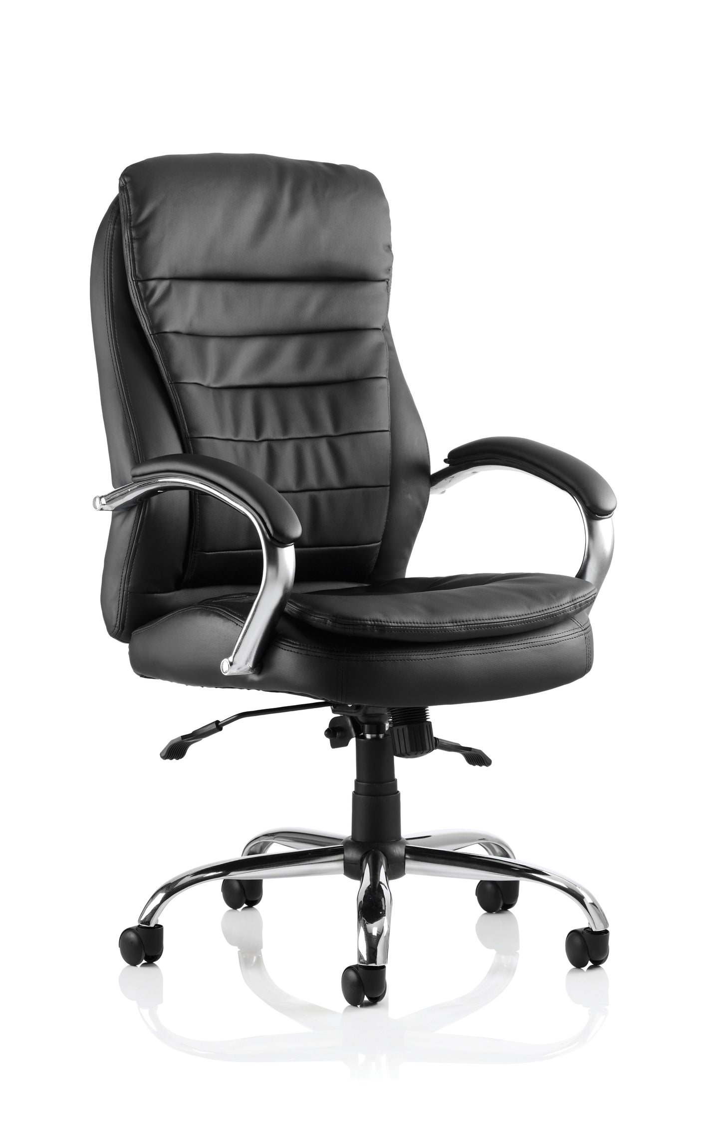 Rocky High Back Executive Black Bonded Leather Office Chair with Fixed Chrome Arms