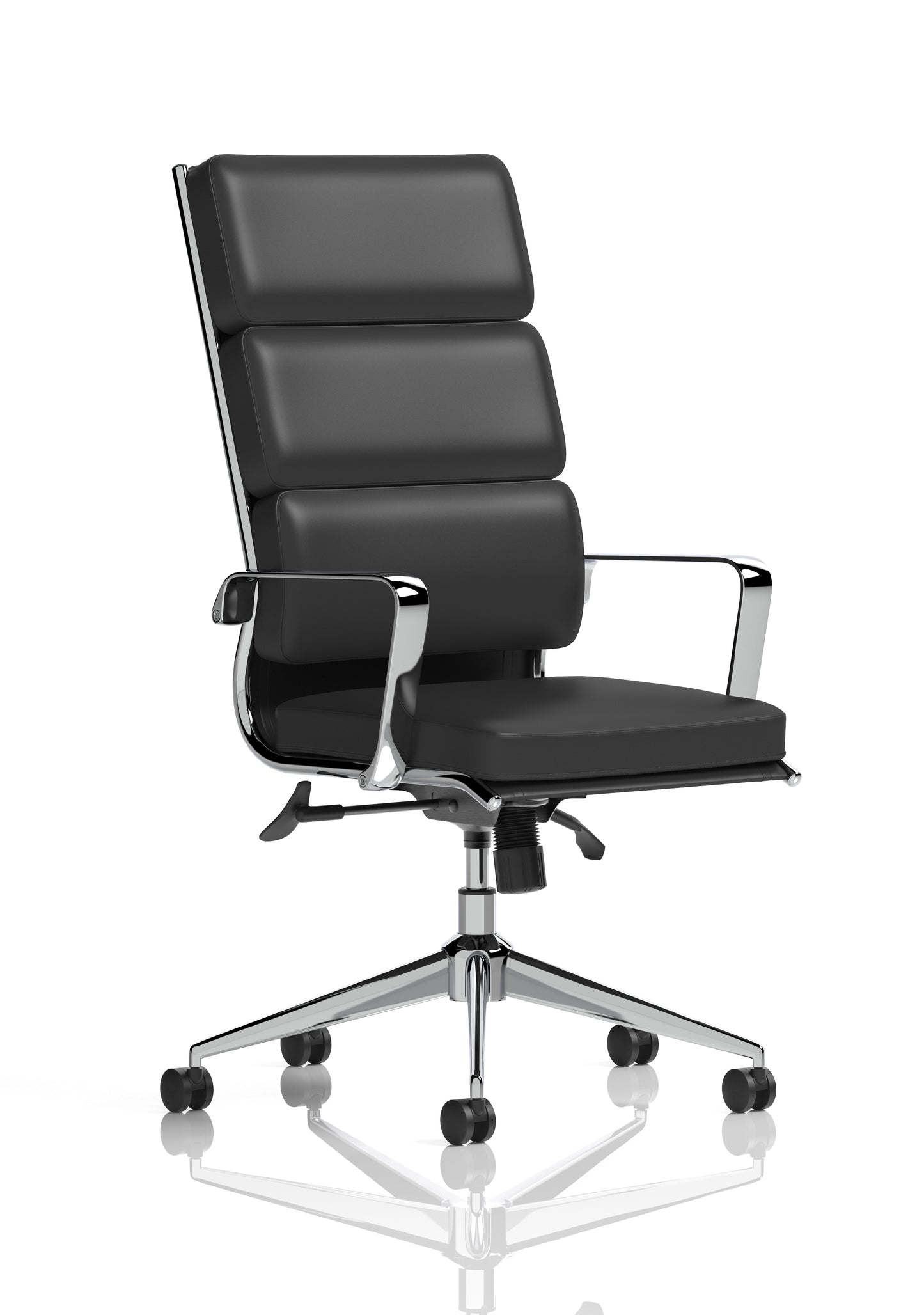 Savoy High Back Executive Black Bonded Leather Office Chair with Fixed Chrome Arms