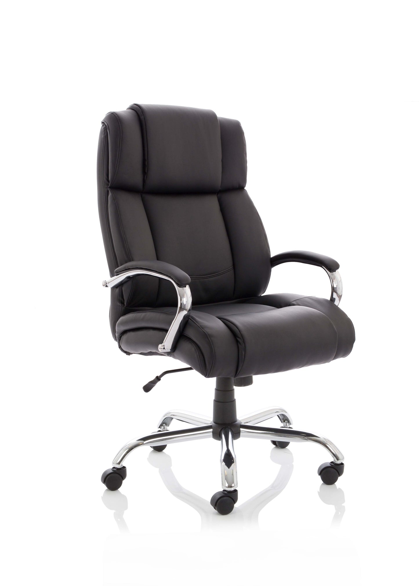 Texas High Back Heavy Duty Executive Black Bonded Leather Office Chair with Fixed Chrome Arms