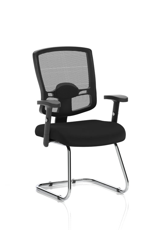 Portland Mesh Back Cantilever Visitor Chair with Height Adjustable Arms - Available in 20 Colour Choices