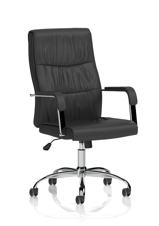 Carter High Back Black Bonded Leather Executive Office Chair with Fixed Arms
