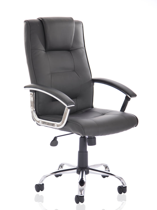 Thrift High Back Executive Black Bonded Leather Office Chair with Fixed Arms