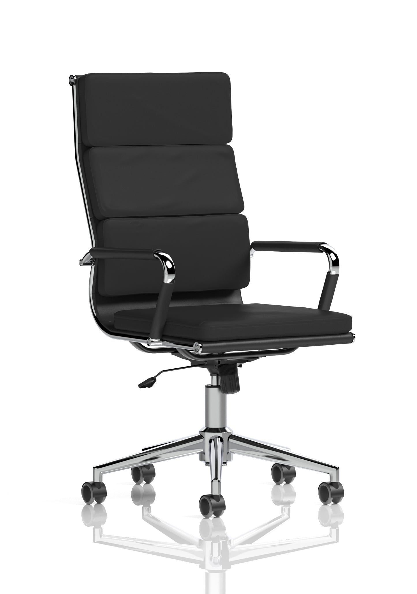 Hawkes High Back Black Bonded Leather Office Chair with Fixed Chrome Arms
