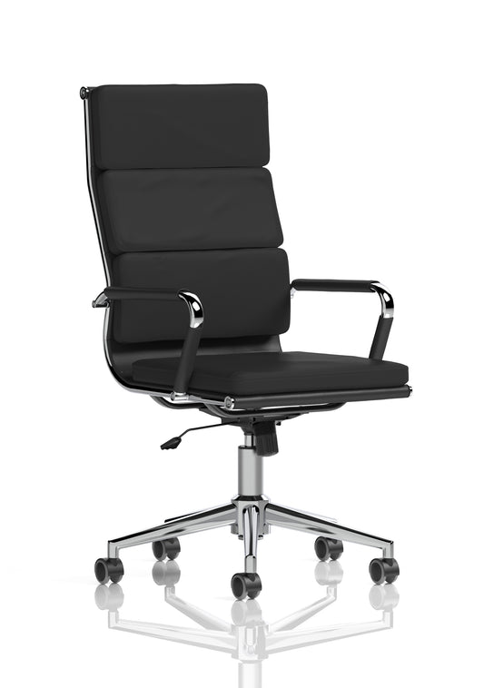 Hawkes High Back Black Bonded Leather Office Chair with Fixed Chrome Arms