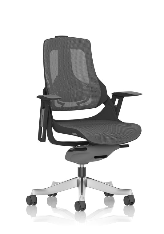 Zure High Back Black Shell Charcoal Mesh Executive Office Chair with Height Adjustable Arms