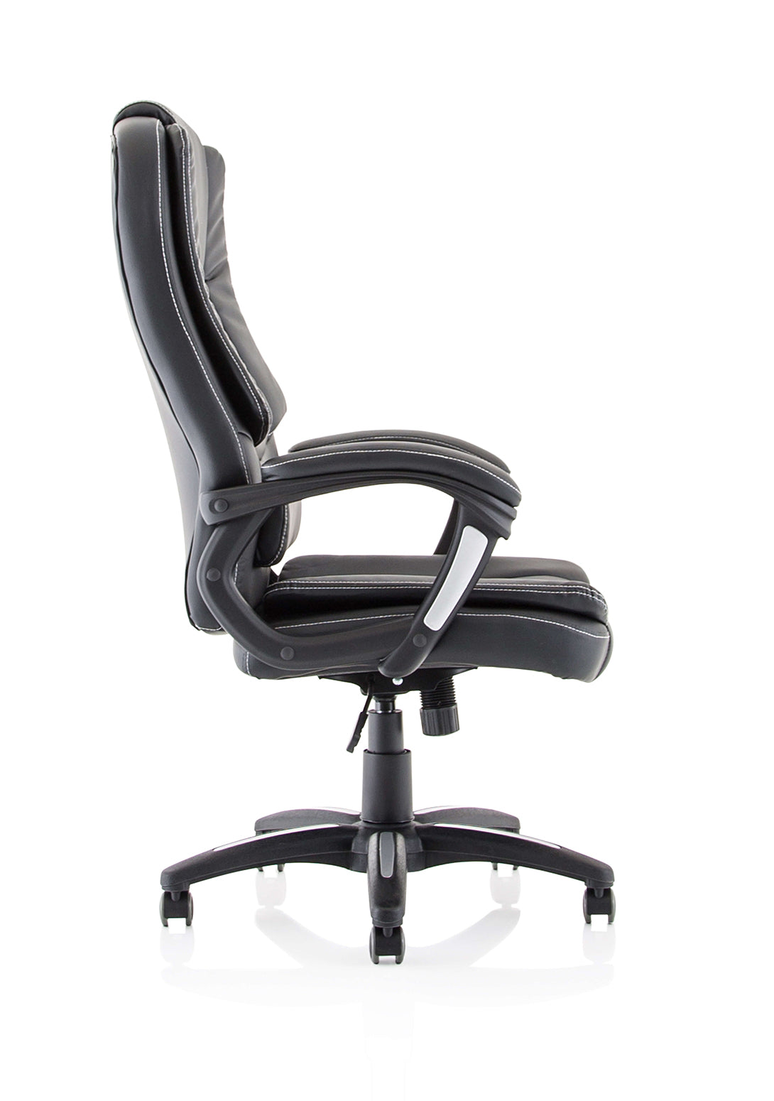 Dakota High Back Black Bonded Leather Office Chair with Fixed Padded Arms