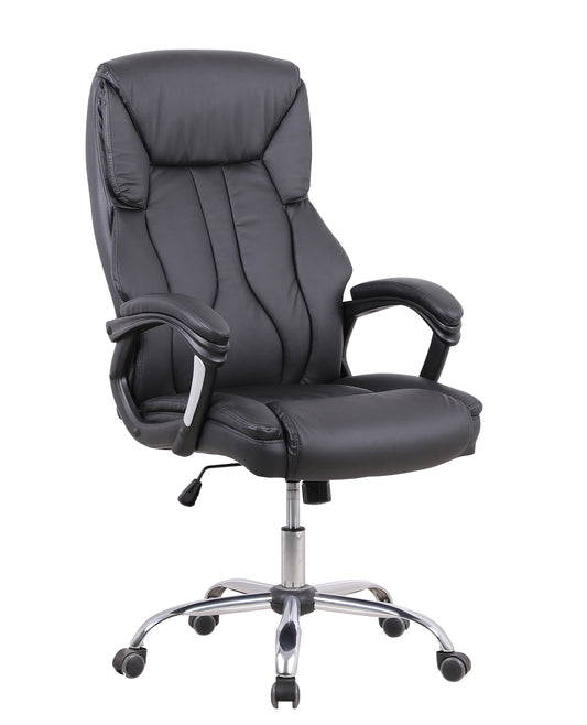 Stratford High Back Black Bonded Leather Office Chair with Fixed Arms