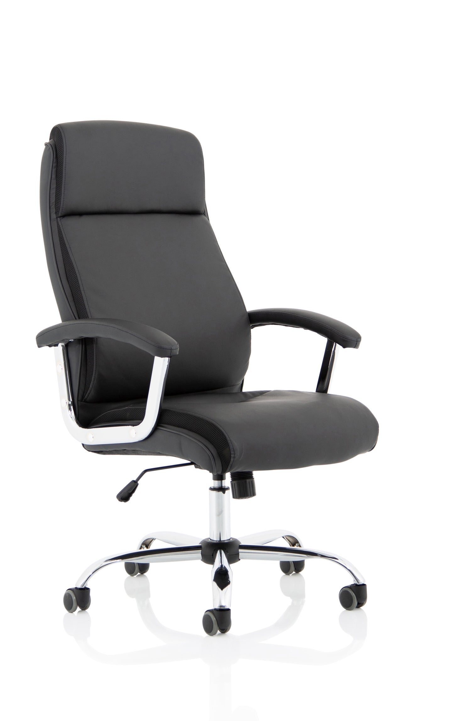 Hatley High Back Black Bonded Leather Office Chair with Fixed Chrome Arms