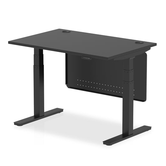 Air Height Adjustable Black Series Desk with Cable Ports with Steel Modesty Panel - 1200mm, 1400mm, 1600mm, 1800mm - Multiple Colour Options