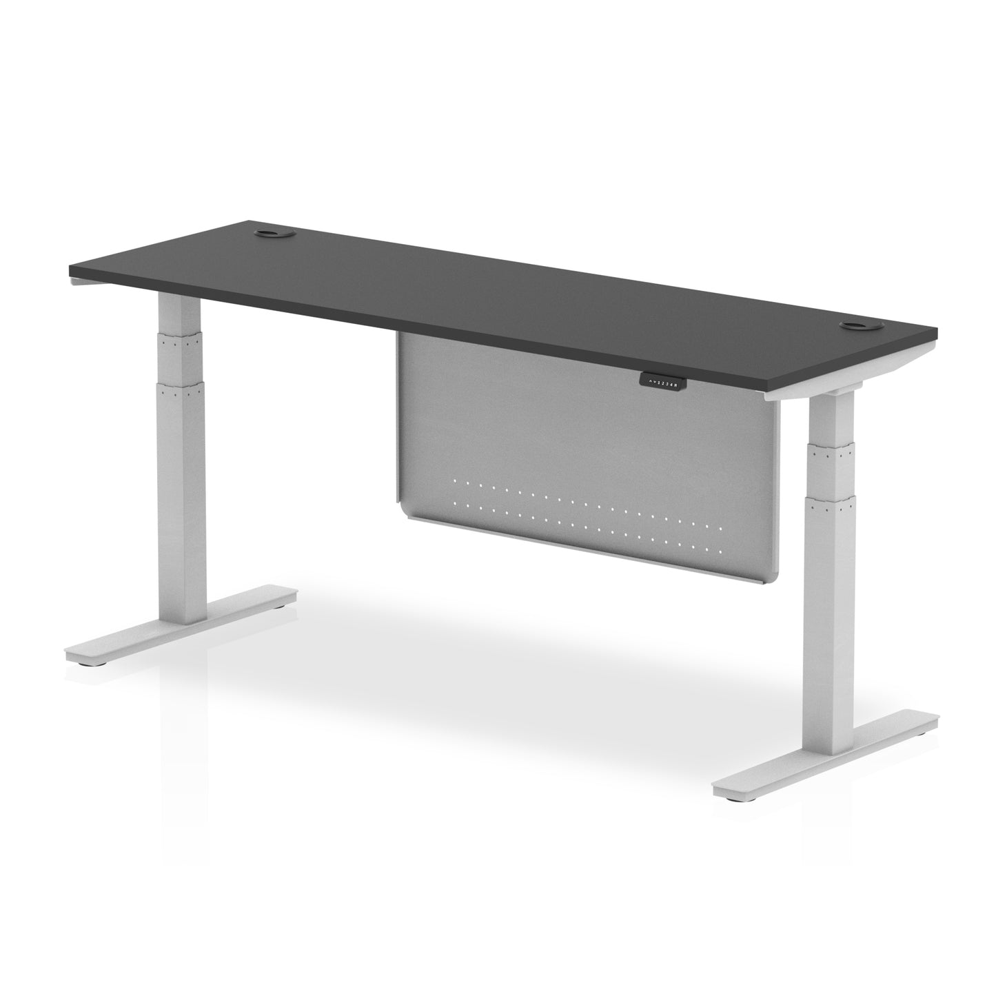 Air Height Adjustable Black Series Slimline Desk with Cable Ports with Steel Modesty Panel - 1200mm, 1400mm, 1600mm, 1800mm - Multiple Colour Options