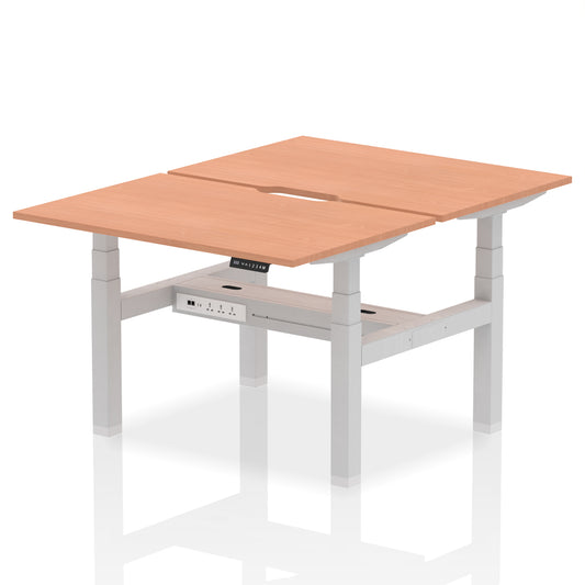 Air Back-to-Back Scalloped Edge Height Adjustable Bench Desk - 2 Person - 1200mm, 1400mm, 1600mm - Multiple Colour Options