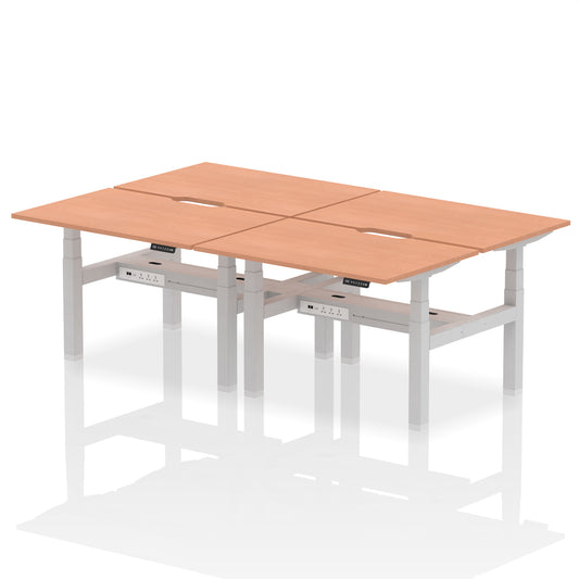 Air Back-to-Back Scalloped Edge Height Adjustable Bench Desk - 4 Person - 1200mm, 1400mm, 1600mm - Multiple Colour Options