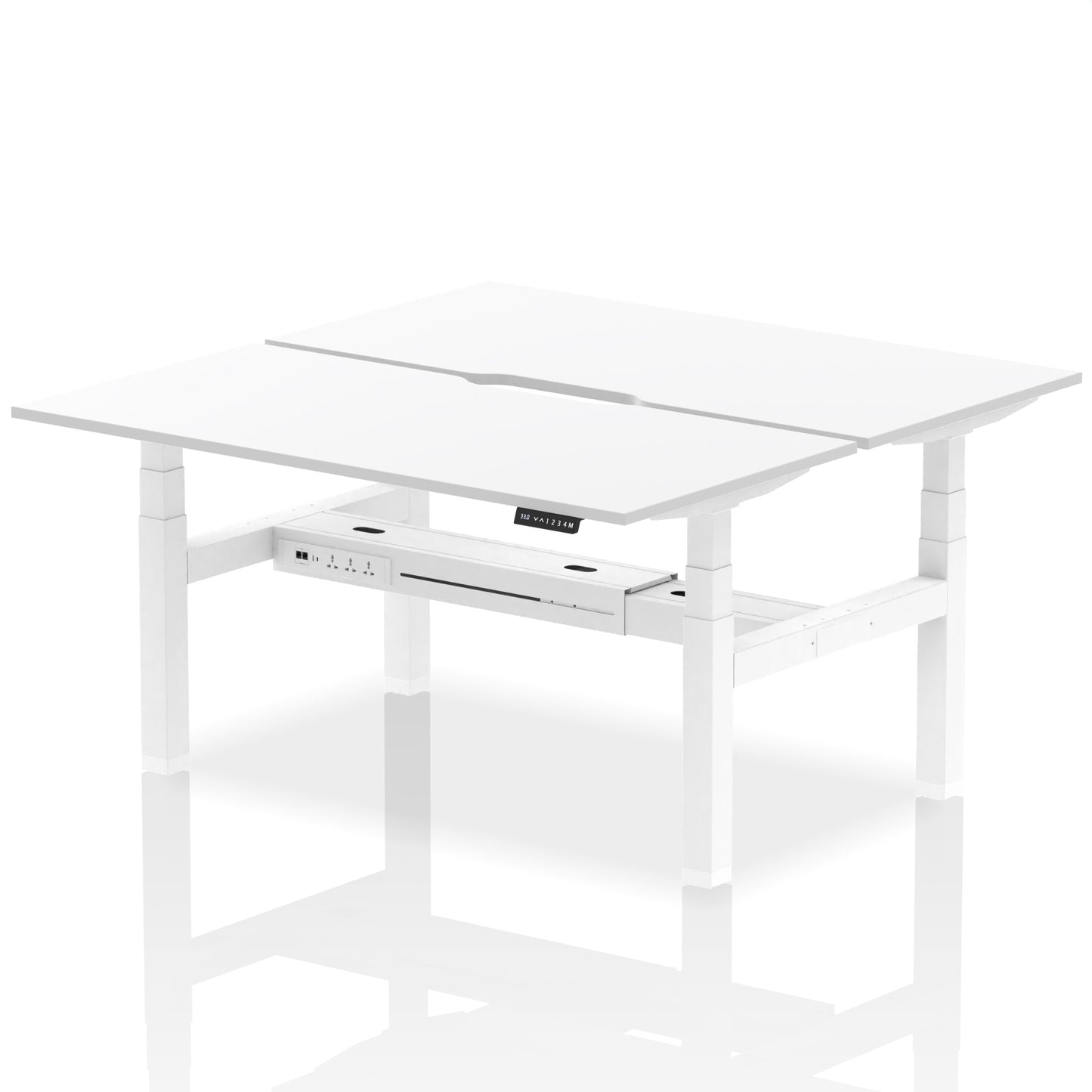 Air Back-to-Back Scalloped Edge Height Adjustable Bench Desk - 2 Person - 1200mm, 1400mm, 1600mm - Multiple Colour Options