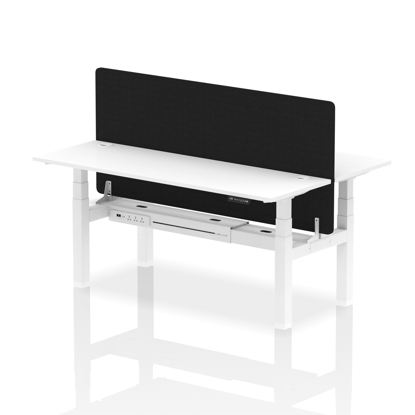 Air Back-to-Back Slimline Height Adjustable Bench Desk - 2 Person with Black Straight Screen - 1200mm, 1400mm, 1600mm, 1800mm - Multiple Colour Options