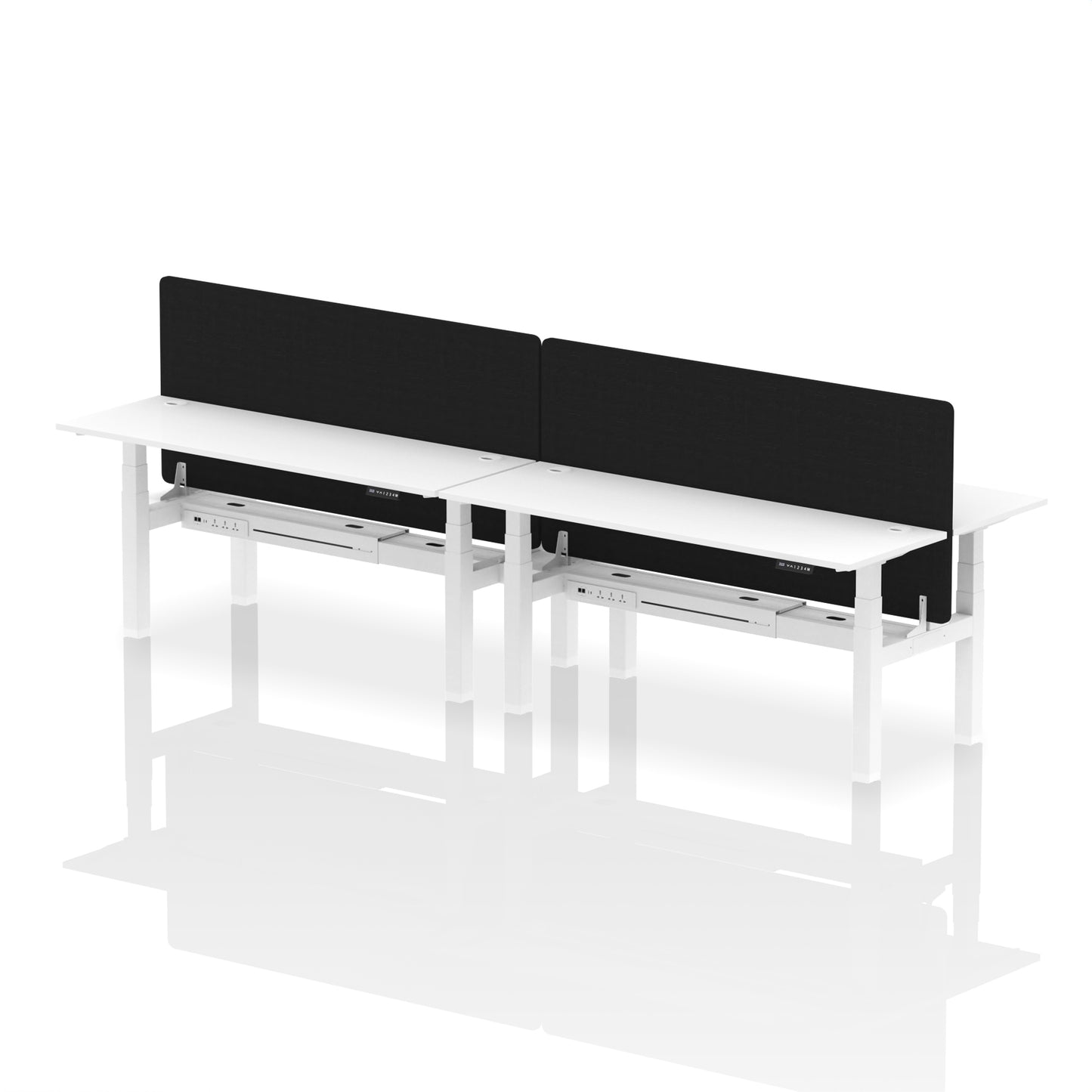 Air Back-to-Back Slimline Height Adjustable Bench Desk - 4 Person with Black Straight Screen - 1200mm, 1400mm, 1600mm, 1800mm - Multiple Colour Options