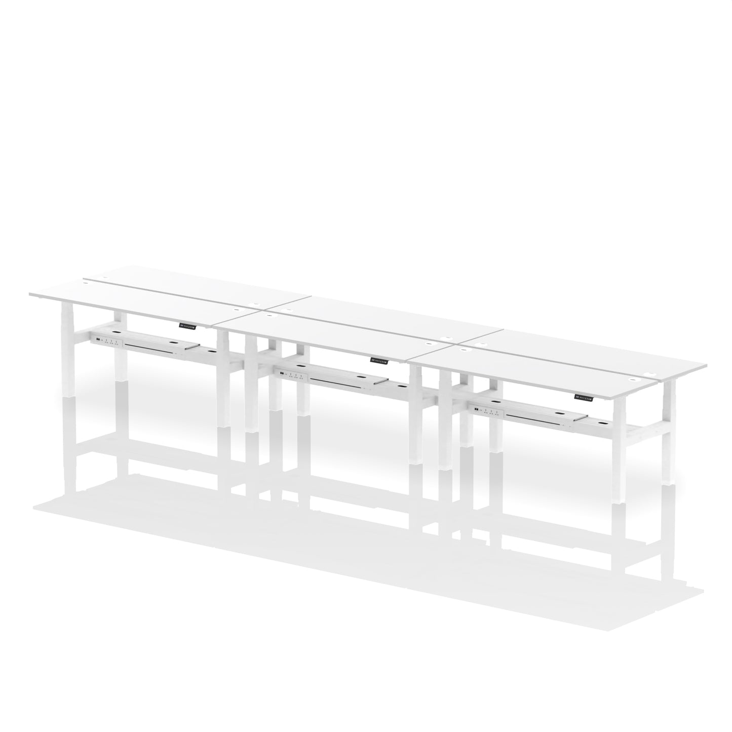 Air Back-to-Back Slimline Height Adjustable Bench Desk - 6 Person - 1200mm, 1400mm, 1600mm, 1800mm - Multiple Colour Options
