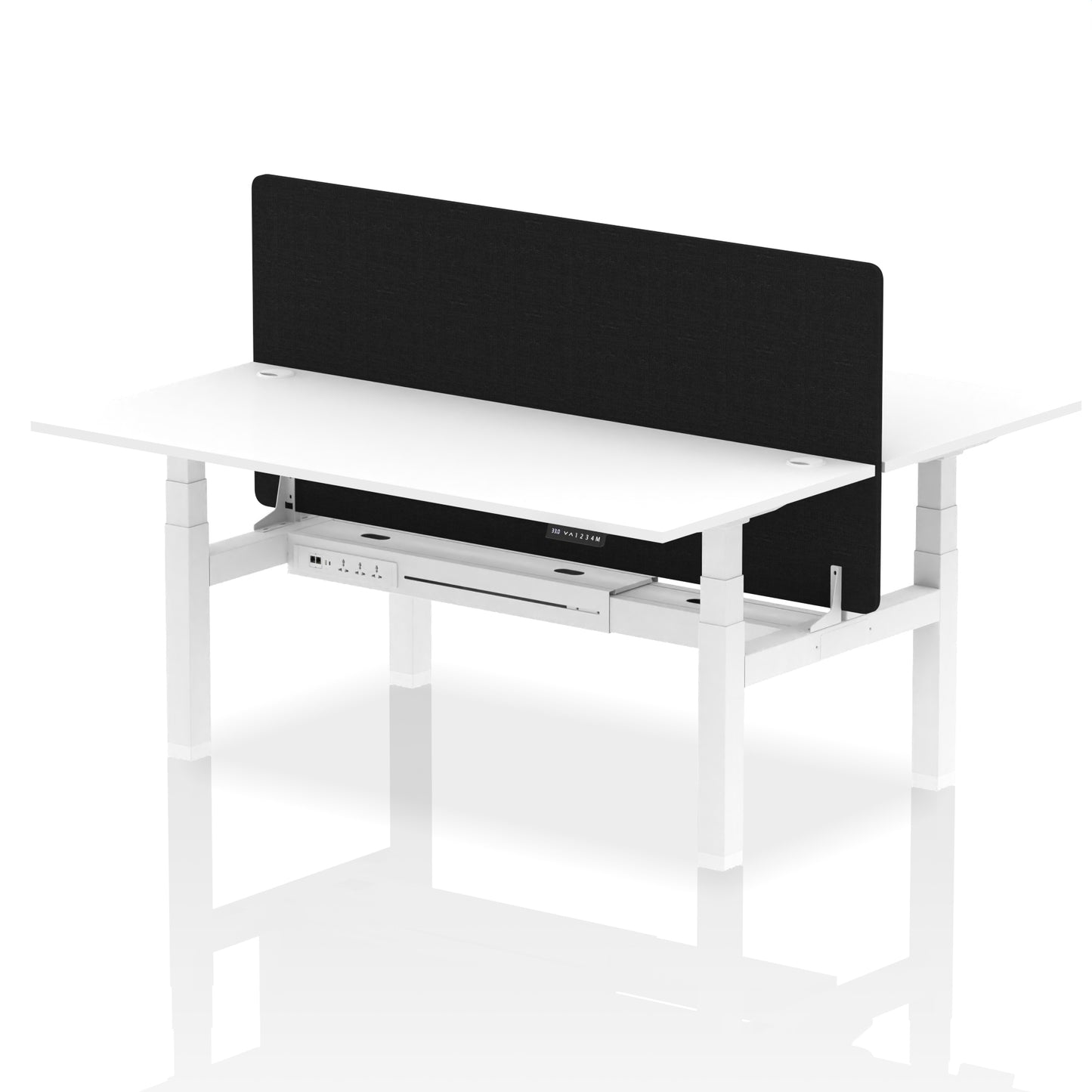 Air Back-to-Back Height Adjustable Bench Desk - 2 Person with Black Straight Screen - 1200mm, 1400mm, 1600mm, 1800mm - Multiple Colour Options