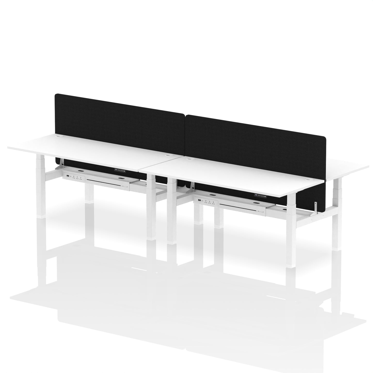 Air Back-to-Back Height Adjustable Bench Desk - 4 Person with Black Straight Screen - 1200mm, 1400mm, 1600mm, 1800mm - Multiple Colour Options