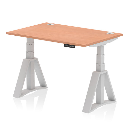 Air Height Adjustable Desk With Cable Ports With Piste Foot - 1200mm, 1400mm, 1600mm or 1800mm - Multiple Colour Options